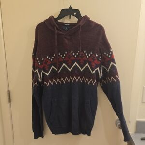 American Eagle Outfitters Burgundy and Navy Sweater